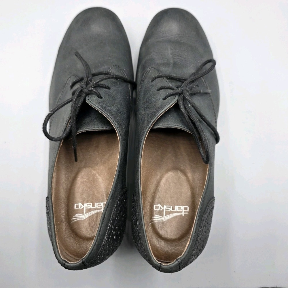 Dansko Louise Oxfords Womens 37 Black Gray Leather Metallic Lace Up Derby Shoes - Picture 12 of 14
